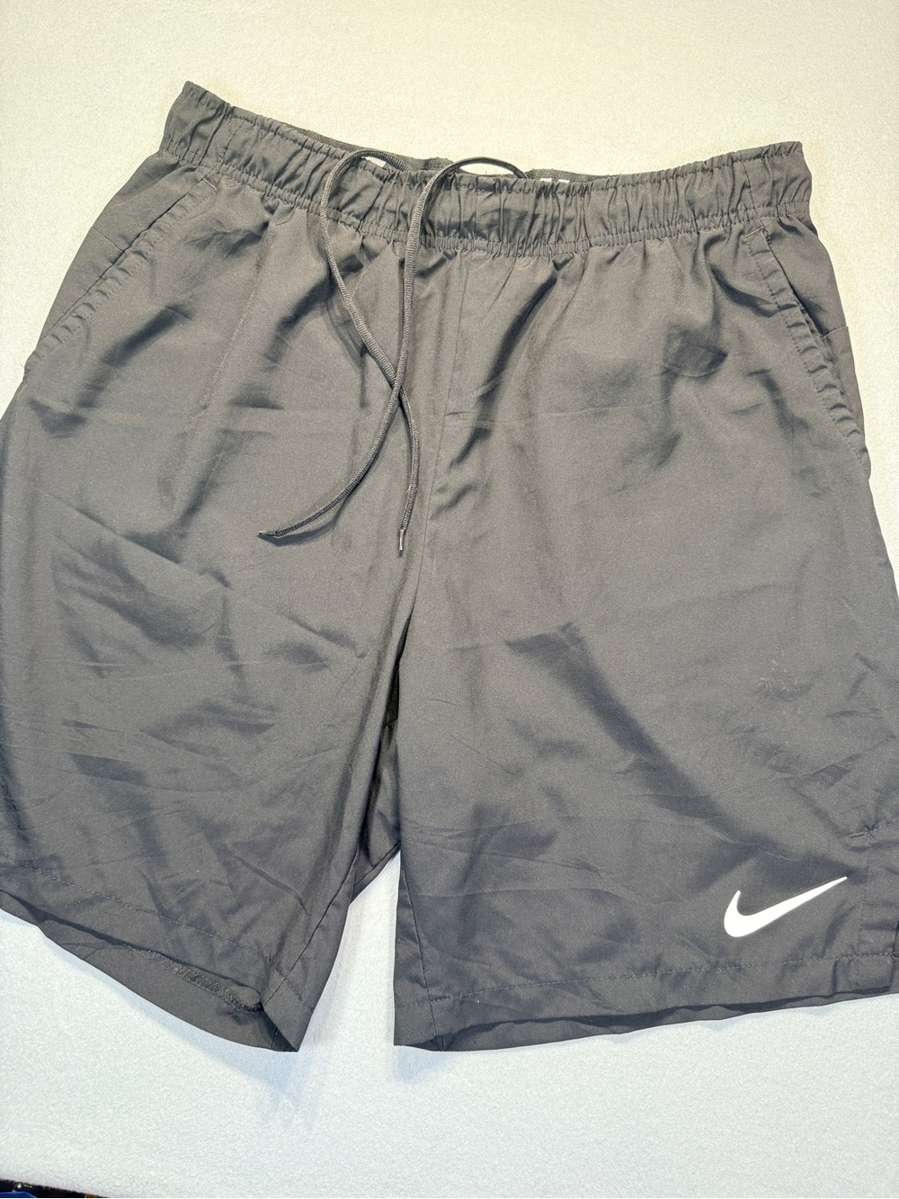 Nike Men’s Black Athletic Shorts with White Swoosh Accent L/G #0116B